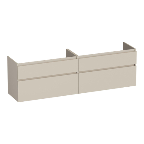 BRAUER Delight meuble sous-lavabo - 160x46x60cm - 4 tiroirs à fermeture douce - sans poignées - 2 découpes pour siphon - beige mat SW1199422