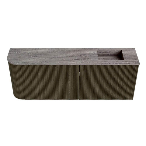 Mondiaz JOYA-DLUX 111.6cm toiletmeubel - ronding links kleur Shadow - Wastafel FAYE positie Rechts Zonder kraangat kleur Oza. SW1425075