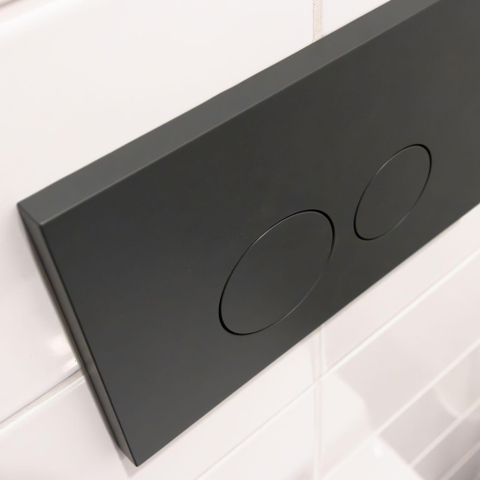 QeramiQ Push Bedieningsplaat - voor Geberit UP320 inbouwreservoir - dualflush - ronde knoppen - kunststof - mat antraciet TWEEDEKANS OUT13956