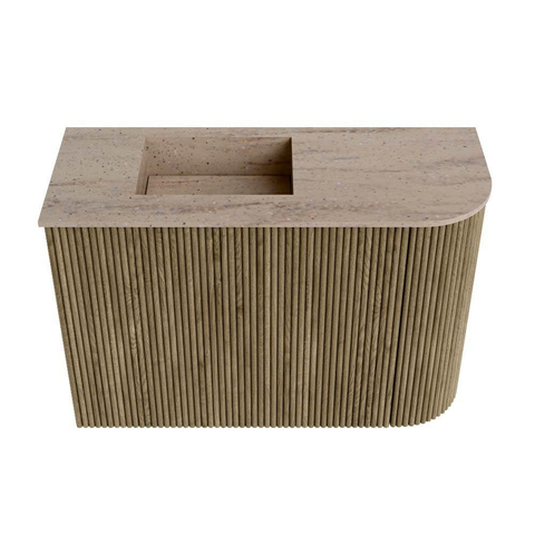 Mondiaz JOYA-DLUX Meuble de toilette 61,6cm - arrondi droit couleur Dusk - Vasque FAYE position Gauche Sans trou de robinet couleur Saba SW1426077