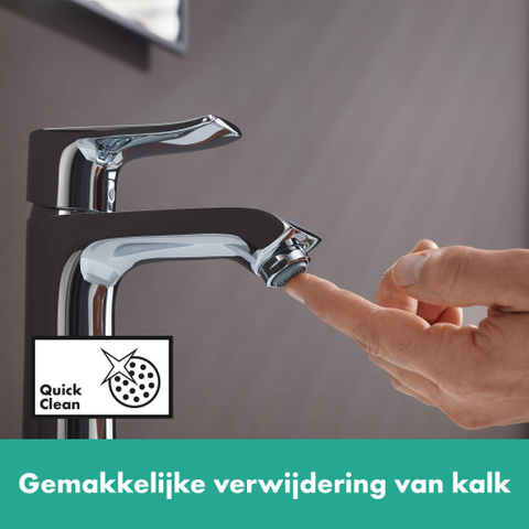 Hansgrohe Metris 1 greeps wastafelkraan - 110 met trekwaste - hoogglans chroom 0450906