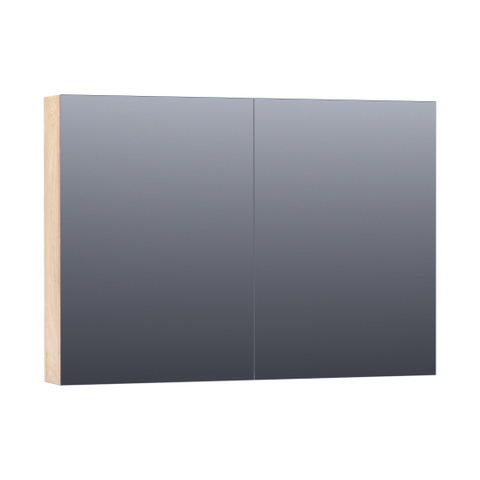 Saniclass Dual Spiegelkast - 100x70x15cm - 2 links- rechtsdraaiende spiegeldeur - MFC - sahara SW371703