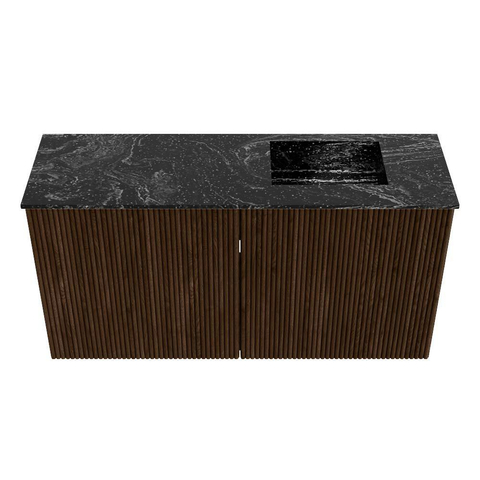 Mondiaz JOYA-DLUX 80cm meuble de salle de bains - couleur Walnut - Vasque FAYE position Droite 1 trou de robinet couleur Lava. SW1422503