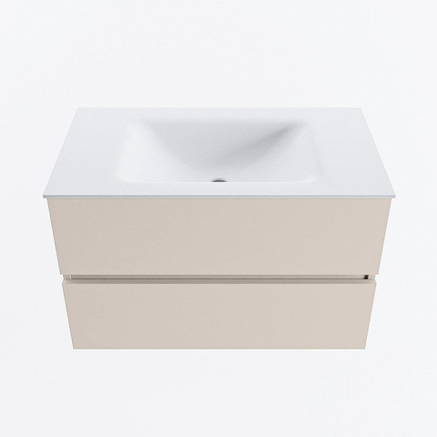 MONDIAZ VICA Badkamermeubelset - 80cm - onderkast linen- 2 lades - wastafel cloud midden - zonder kraangaten - 60cm hoge versie - talc OUTLETSTORE STORE44793