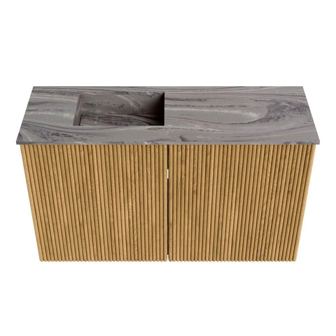 Mondiaz JOYA-DLUX 70cm toiletmeubel - kleur Oak - Wastafel FAYE positie Links 1 kraangat kleur Sombra. SW1424233