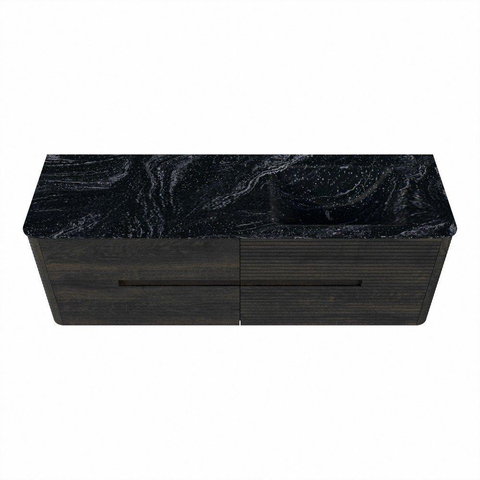 Mondiaz CIRO-DLUX Ensemble de meubles de salle de bains - 150x45x50cm - Vasque solid surface Lava - 1 lavabo à droite - sans trous de robinet - 4 tiroirs - Shadow SW1532486