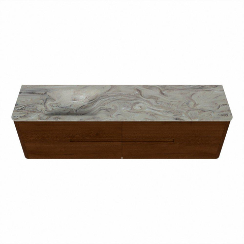 Mondiaz CIRO-DLUX Badkamermeubelset - 180x45x50cm - Solid surface wastafel Glace - 1 wasbak Links - zonder kraangaten - 4 lades - Ruby SW1531692