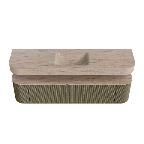 MONDIAZ THOR-DLUX 180cm meuble de salle de bains arrondi gauche + droite couleur Shadow avec 2 tiroirs et 2 portes. Vasque suspendue CLOUD Milieu 1 trou de robinet couleur Saba. SW1466249