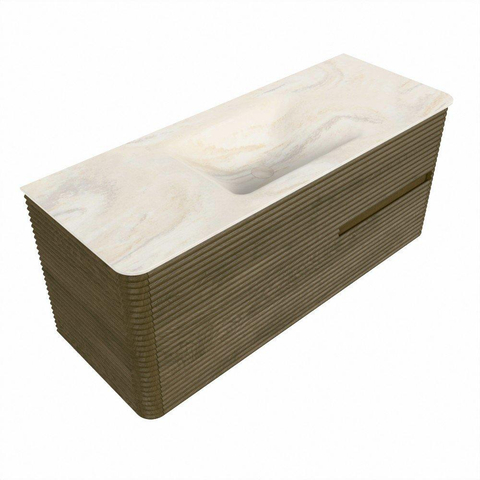 Mondiaz CIRO-DLUX Badkamermeubelset - 120x45x50cm - Solid surface wastafel Ostra - 1 wasbak Midden - zonder kraangaten - 2 lades - Dusk SW1532923