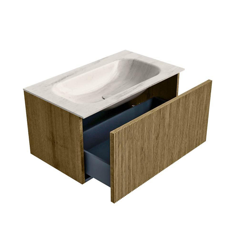 MONDIAZ KURVE-DLUX 80cm badmeubel kleur Dusk met 1 lade en 0 deuren. Wastafel BIG SMALL Midden 1 kraangat Meli. SW1431858