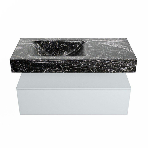 Mondiaz ALAN-DLUX Ensemble de meuble - 100cm - meuble Clay mat - 1 tiroir - Lavabo Cloud Lava suspendu - vasque Gauche - 1 trou de robinet SW808721