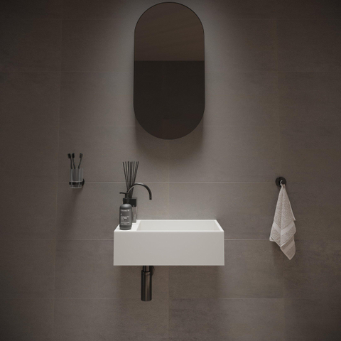 Ideavit Solidcube fontein - 50x30x15cm - rechthoek - kraangat rechts - zonder waste - mat wit SW85924