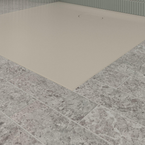 Villeroy & Boch Ecora douchebak - 100x100x3.5cm - afvoer korte zijde - almond (beige) SW1558952