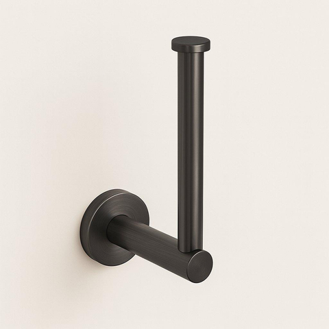 Fortifura Calvi toiletrolhouder/reserverolhouder - zonder klep - rond - PVD - Geborsteld gunmetal (antraciet) OUTLETSTORE STORE43787