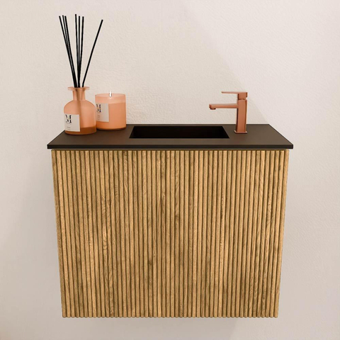 Mondiaz JOYA 50cm meuble de toilette - couleur Oak - Vasque FAYE position Droite 1 trou de robinet couleur Urban. SW1421137