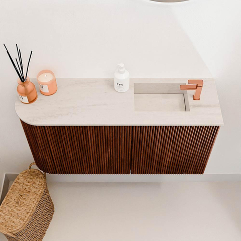 Mondiaz JOYA-DLUX 81.6cm toiletmeubel - ronding links kleur Ruby - Wastafel FAYE positie Rechts 1 kraangat kleur Meli. SW1425387
