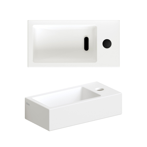 Clou Flush 3 lave-mains 36x18cm avec trou de robinetterie à droite blanc mat céramique SW795713