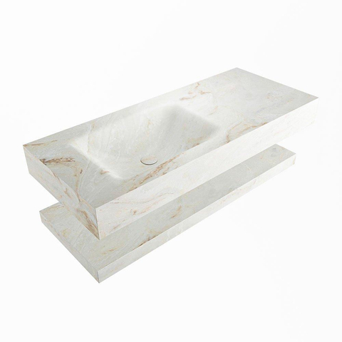 Mondiaz ALAN-DLUX Ensemble de meuble - 110cm - meuble Frappe mat - 0 tiroirs - Lavabo Cloud Frappe suspendu - vasque Gauche - 0 trous de robinet SW809316