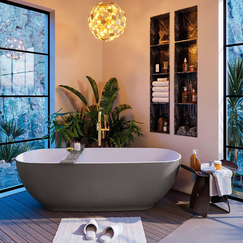 MONDIAZ ALAN - DLUX Badkamermeubelset - 130cm - onderkast - Dark grey - 2 lades - vrijhangende wastafel - 2 wasbakken - 2 kraangaten - Lava SW808025