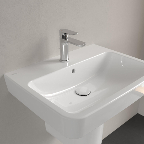 Villeroy & Boch O.novo wastafel - 60x46x17.5cm Rechthoek - 1 kraangat - met overloopgat CeramicPlus - White Alpine (glans wit) SW702126