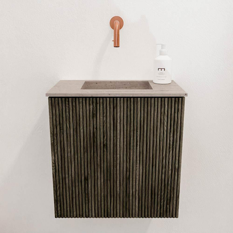 Mondiaz JOYA-DLUX 40cm toiletmeubel - kleur Shadow - Wastafel FAYE positie Midden Zonder kraangat kleur Saba. SW1425095