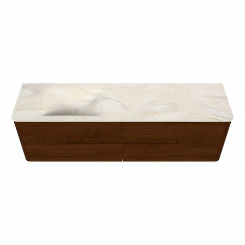 Mondiaz CIRO-DLUX Badkamermeubelset - 170x45x50cm - Solid surface wastafel Ostra - 1 wasbak Links - 1 kraangat - 4 lades - Ruby SW1531713