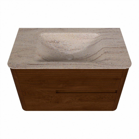 Mondiaz CIRO-DLUX Badkamermeubelset - 80x45x50cm - Solid surface wastafel Saba - 1 wasbak Midden - 1 kraangat - 2 lades - Ruby SW1532136