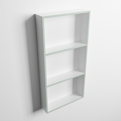 Mondiaz Easy nis 29.5x59.5x8cm voor Inbouw/opbouw 3 open vakken Solid surface Talc/Greey SW643781