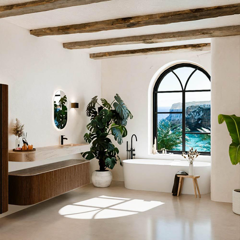 MONDIAZ THOR-DLUX Meuble de salle de bains - 190cm - arrondi gauche + droite - couleur Walnut - 2 tiroirs et 2 portes - Vasque suspendue CLOUD Droite 1 trou de robinet - couleur Arena SW1466596