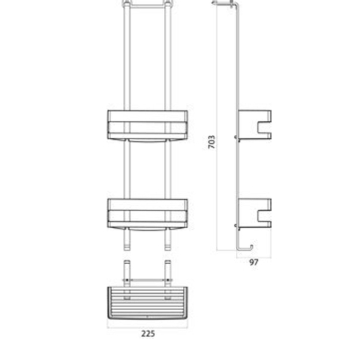 Emco System 2 etagère met 2 korven chroom SW95089