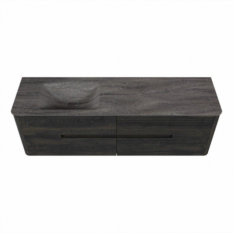 Mondiaz CIRO-DLUX Badkamermeubelset - 160x45x50cm - Solid surface wastafel Oza - 1 wasbak Links - zonder kraangaten - 4 lades - Shadow SW1532658