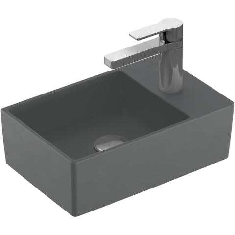 Villeroy & Boch memento 2.0 fontein - 40x26cm - 1 kraangat - zonder overloop CeramicPlus - Graphite (mat grijs) SW354340