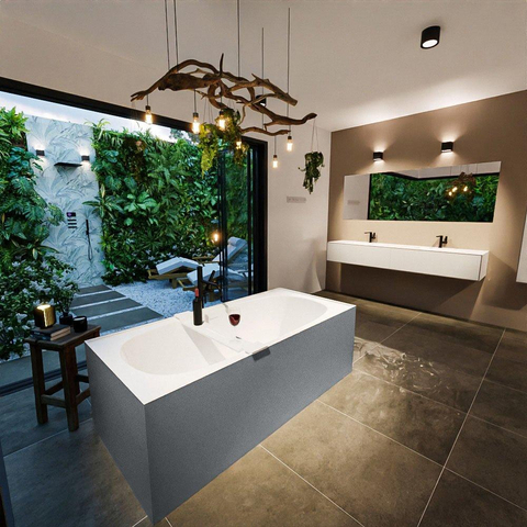 MONDIAZ ROCK Baignoire îlot - 170x70cm - couleur Plata / Talc SW1015106