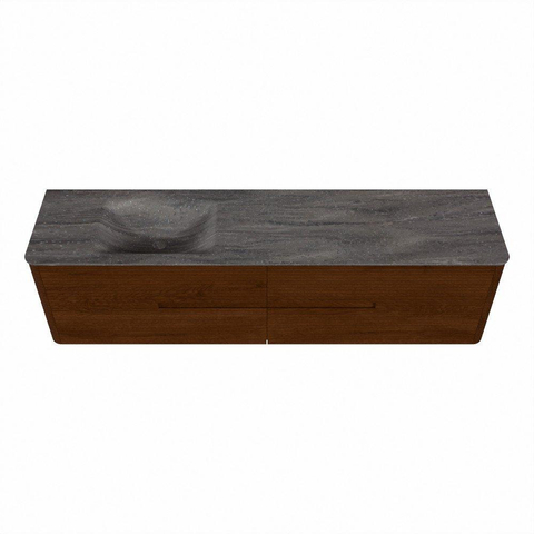 Mondiaz CIRO-DLUX Ensemble meuble de salle de bains - 190x45x50cm - Lavabo solid surface Oza - 1 vasque à gauche - 1 trou de robinet - 4 tiroirs - Ruby SW1532127