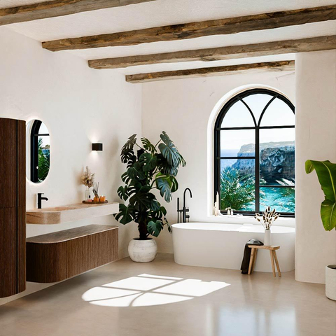 MONDIAZ THOR-DLUX 150cm meuble de salle de bains arrondi gauche + droite couleur Walnut avec 1 tiroir et 2 portes. Vasque suspendue CLOUD Gauche 1 trou de robinet couleur Saba. SW1464867