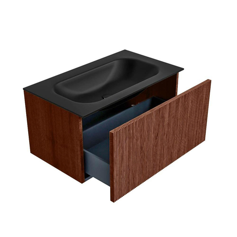 Mondiaz KURVE Ensemble meuble de salle de bains - 80x46x40cm - 1 tiroir - lavabo solid surface - central - sans trou de robinet - Ruby SW1415419