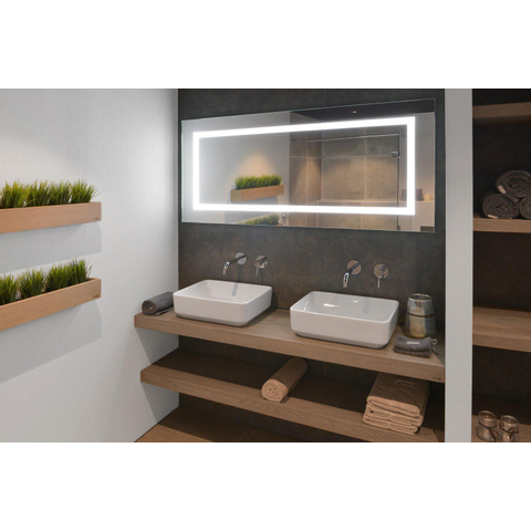Looox Wood collection Solo plan sous vasque - 120x46cm - Avec suspension noir mat - Chêne massif vieux gris SW108679
