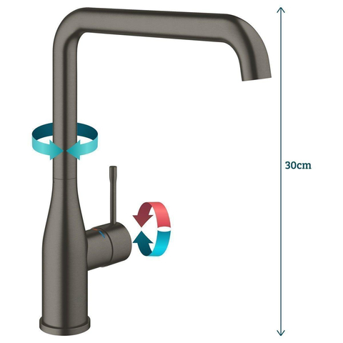 Grohe Essence New Keukenkraan - l uitloop - brushed hard graphite (antraciet) SW97564