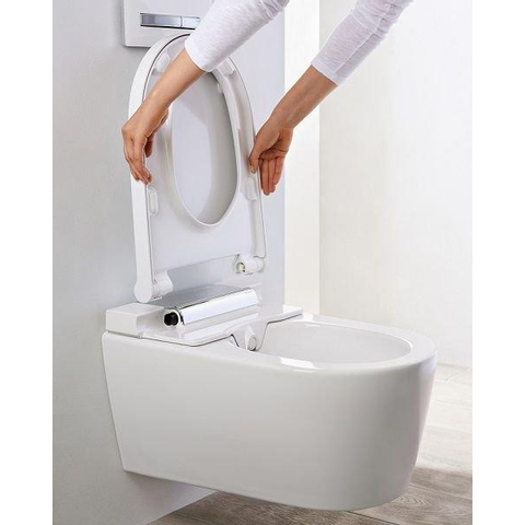 Geberit AquaClean Sela Douche Wc - 37.5x56.5cm - softclose - keratect - chroom afdekplaat - alpine - glans wit SW258980