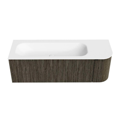 Mondiaz KURVE Badkamermeubelset - 135x46x40cm - 1 lade - 1 deur - wastafel solid surface - links - zonder kraangat - Shadow SW1414148