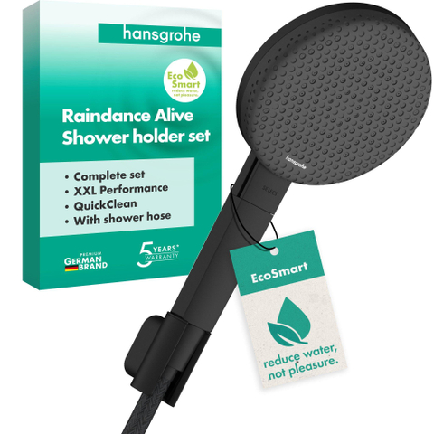 Hansgrohe Raindance Alive Select S Doucheset - 125 - 3jet - ecosmart - met designflex textiel - doucheslang - 160 cm - mat zwart SW1388417