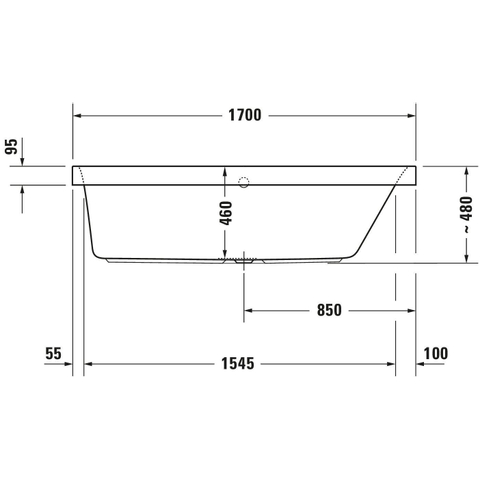 Duravit Happy D.2 Kunststof inbouwbad acryl rechthoekig - met rugsteun rechts - 170x75x46cm - zonder poten - glans wit SW54605