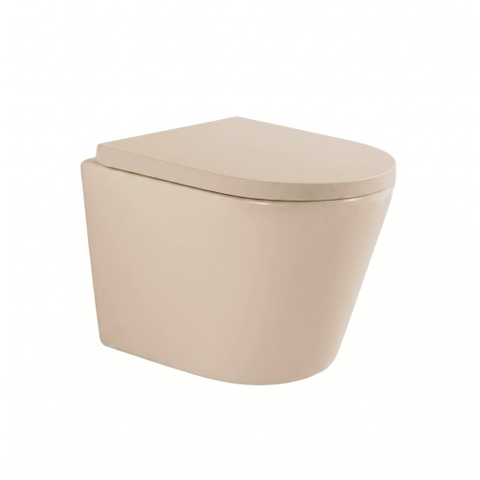 QeramiQ Dely WC suspendu - 36.3x51.7cm - à fond creux - sans bride - avec abattant 35mm softclose - beige SW1030607