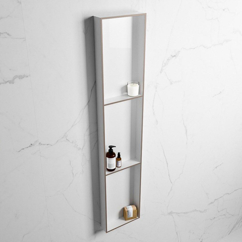 Mondiaz Easy nis 29.5x149.5x8cm voor Inbouw/opbouw 3 open vakken Solid surface Talc/Smoke SW643901