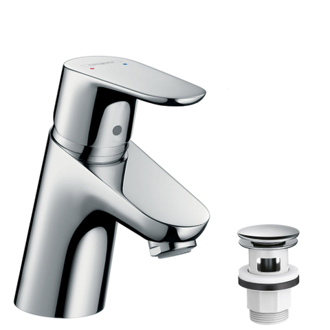Hansgrohe Focus Eengreeps wastafelmengkraan - 70 met afvoerplug - hoogglans chroom GA19601
