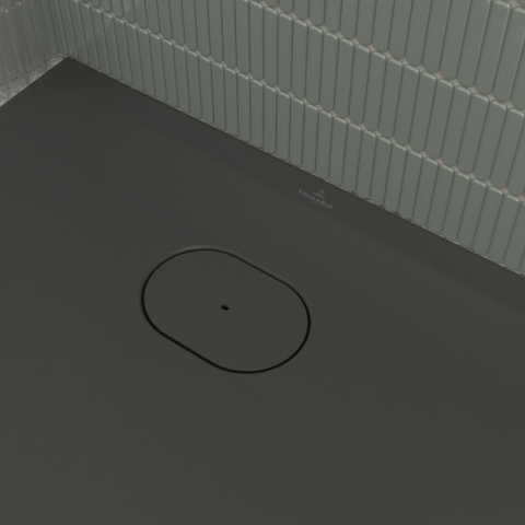 Villeroy & Boch Ecora douchebak - 100x80x3.5cm - afvoer korte zijde - anthracite (antraciet) SW1558894