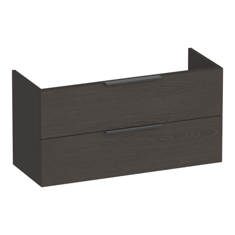 BRAUER Elevate meuble sous-lavabo peu profond 100 sans poignées rapportées 2 tiroirs softclose et 1 découpe pour siphon - Timber Anthracite SW1200209