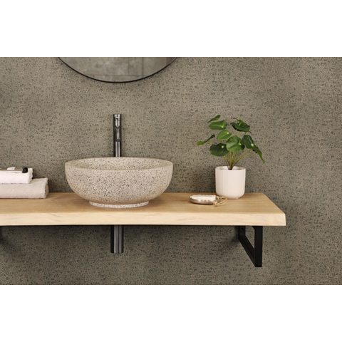 Differnz Terrazzo waskom - 40x40x15cm - rond - terrazzo - mat wit/zwart SHOWROOMMODEL SHOW26993