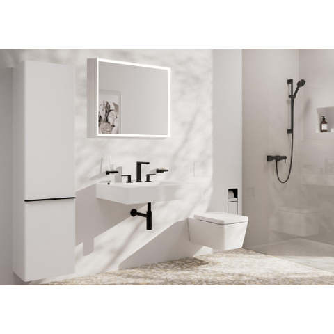 Hansgrohe Tecturis E 3-gats wastafelkraan - 150 met PushOpen - waste set - mat zwart SW918501