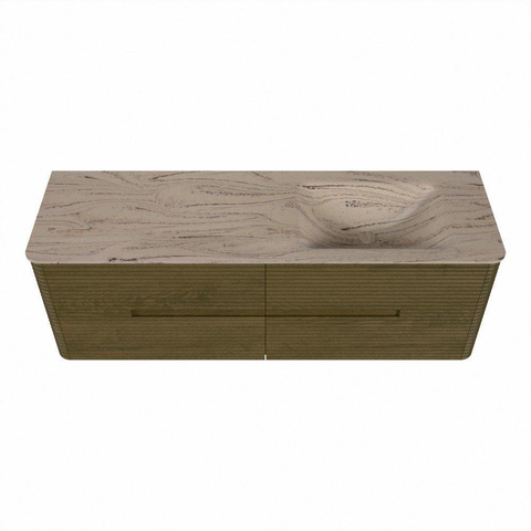 Mondiaz CIRO-DLUX Ensemble de meubles de salle de bains - 150x45x50cm - Plan vasque solid surface Arena - 1 bassin à droite - sans trous de robinet - 4 tiroirs - Dusk SW1533130